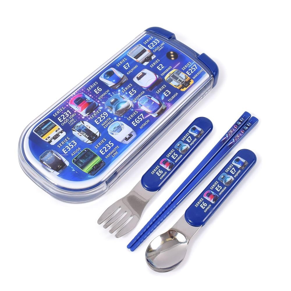 COLORFUL CANDY STYLE Cutlery Chopsticks Spoon Fork Lunch Goods Trio Set Train Face Collection East Japan Commercialization Licensed Made In Japan Boys