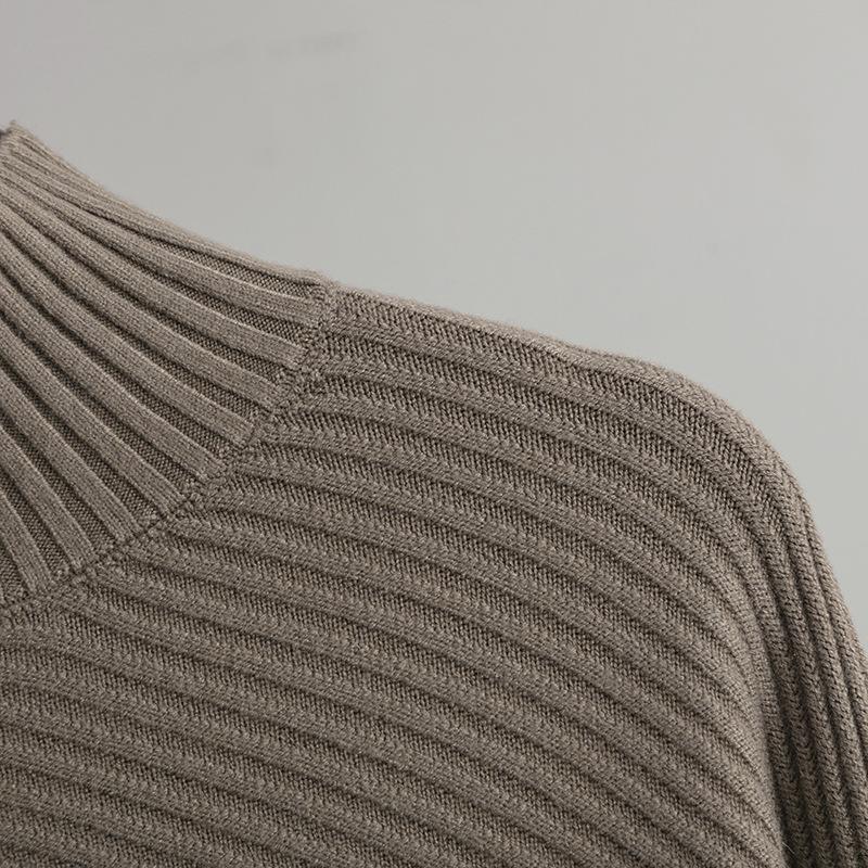 Осенне-зимний винтажный свободный топ с большими рукавами, однотонный пуловер, трикотаж, свитер с высоким воротником