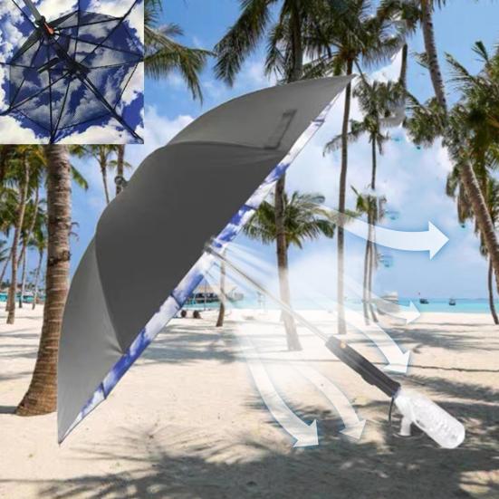Зонт с вентилятором и защитой от УФ-лучей, зонт-туман 3-в-1 с вентилятором, защита от солнца, охлаждающий зонт для летней рыбалки, игры в гольф, патио