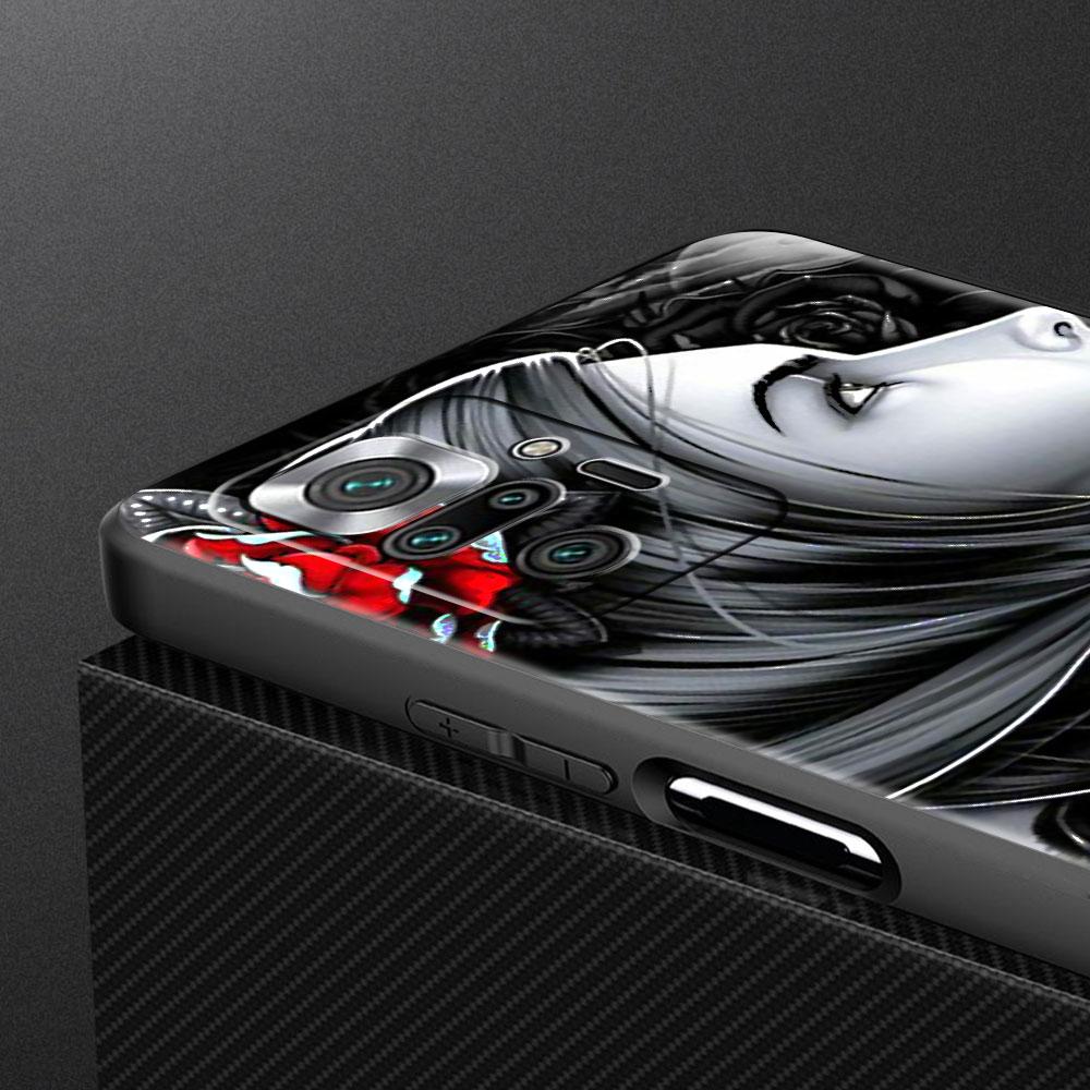 Fitted Soft Case For Xiaomi Redmi Note 9S 9 10 8 Pro 9A 13 12 12S 12C 10C 9i Capa Tpu Mexican Catrina Skull Girl Phone Cover