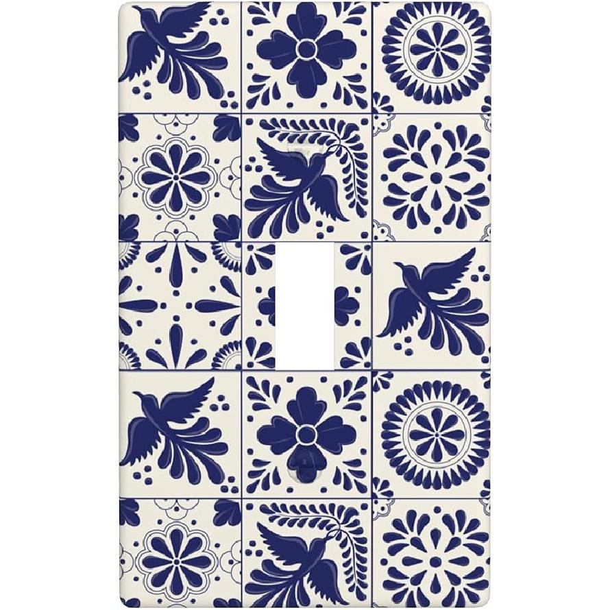 Mexican Talavera Tile Light Switch Cover 1-Gang,Single Toggle Decorative Switch Wall Plate Cover Faceplate,4.50" X 2.76"inch