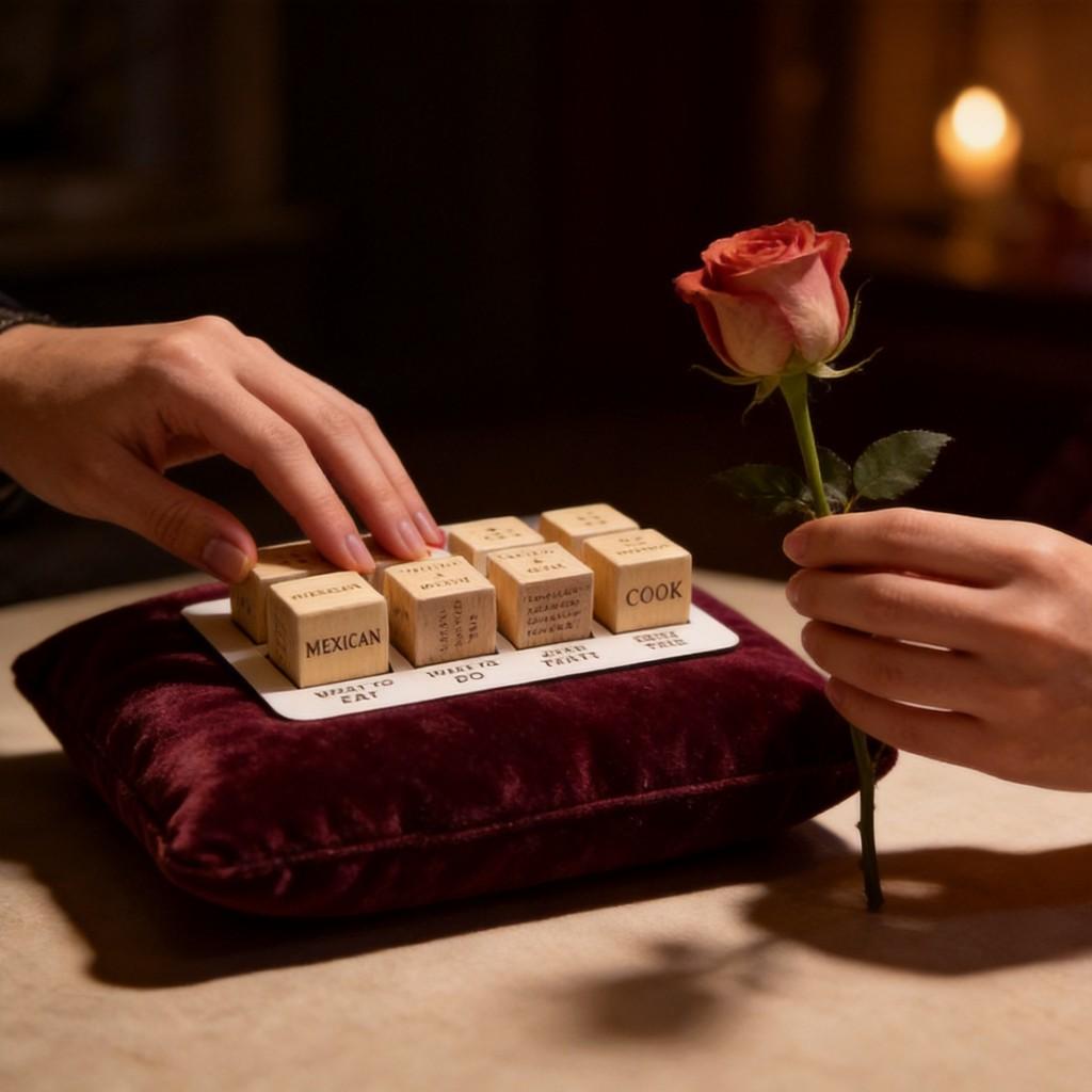 Date Night Dice Wooden Game For Couples With Printed Board Valentine Gift