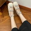 Мода Французский Винтаж Тяжелый Стразы Узел-бабочка Слипоны Плоская подошва Балетки Одинарные туфли Женские Туфли Мэри Джейн