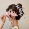 Women Hair Claw Mesh Yarn Butterflies Decor Shiny Rhinestones Hair Clip Anti-slip Teeth Back Head Shark Hair Clamp
