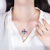 Inlaid white rhombus oval blue diamond zircon pearl pendant necklace simple retro personalized necklace