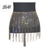 Adjustable Waist Chain for Parties Rhinestone Tassel Women, Sparkly Sexy Belly Dance Body Skirt-Style Hip Accessory, Elastic Belt Stage Performance