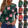 Women's O-Neck 3/4 Sleeve Christmas Print Top