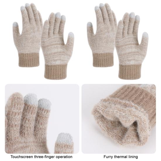 Winter Warm Gloves Women Men Touch Screen Gloves Knitted Thickened Gloves with High Elastic Cuffs for Outdoor Travel Cycling