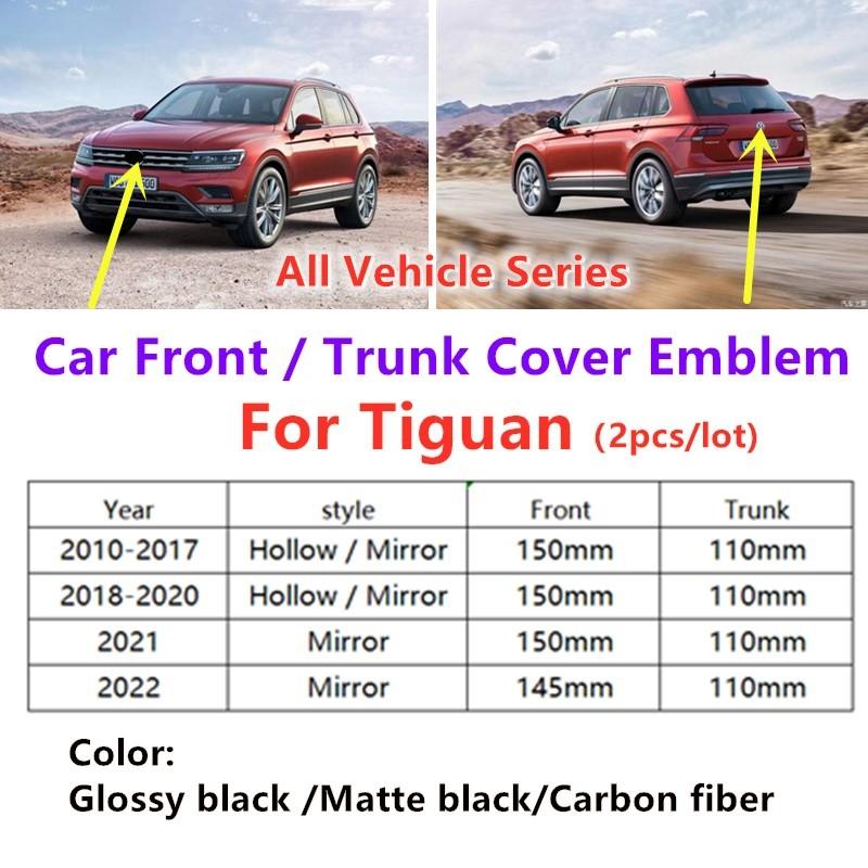 KNV1 2026 Hot Emblems For VOLKSWAGEN VW 2pcs Car Front Grill/Rear Emblem Lid Covers Logo Emblem Sticker For Tiguan 2010-2022 Car Embl