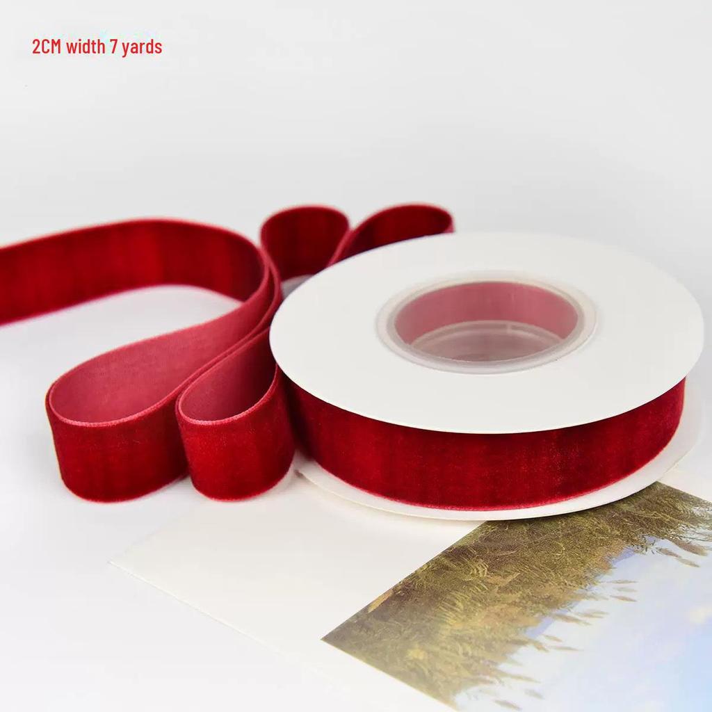 Handmade Red & Green Flocking Ribbon for Christmas Hair Accessories and DIY Bows