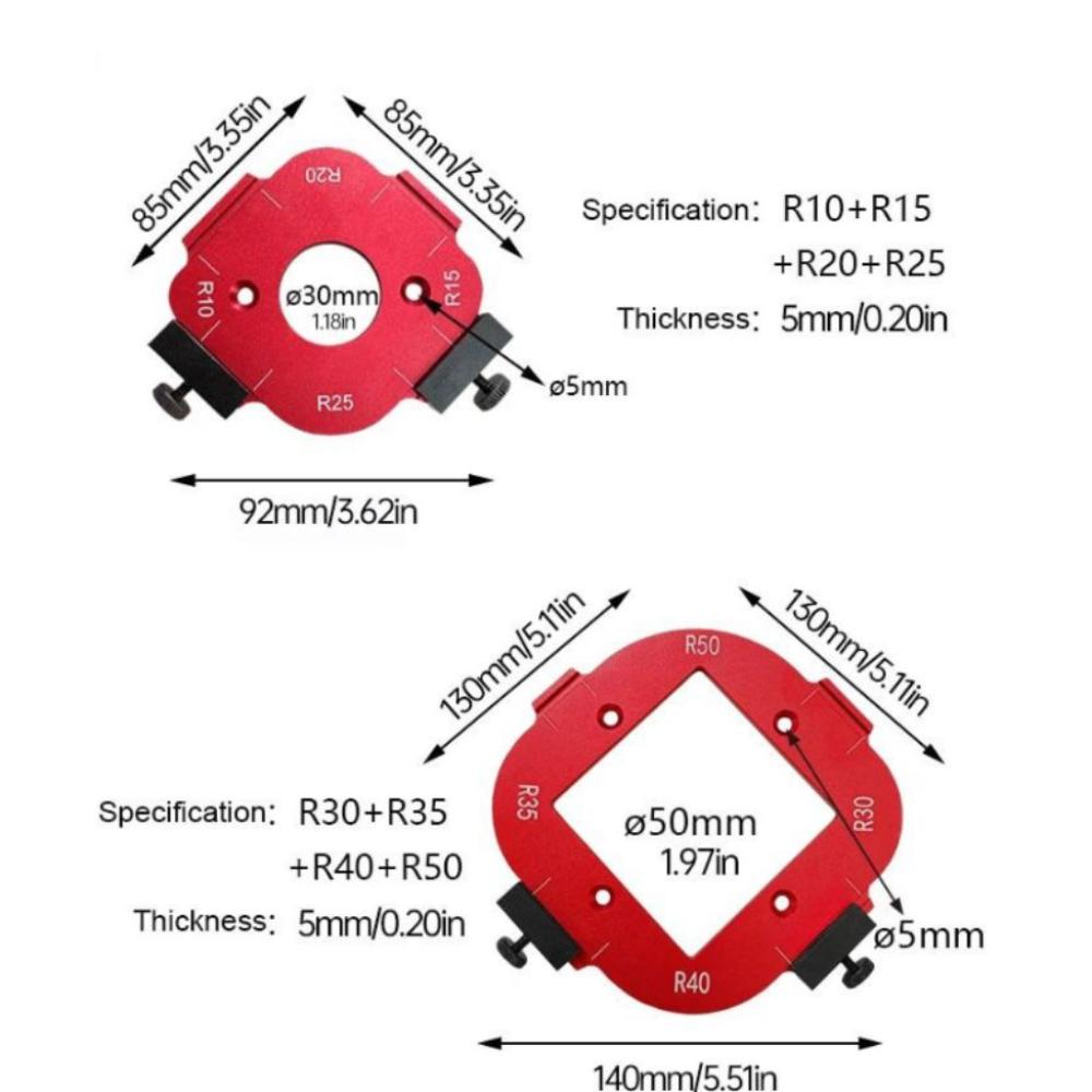 R10-R50 Радиусный шаблон для позиционирования угла дуги 4 в 1 Круглый угловой шаблон для обрезки