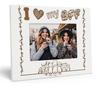 Darling Souvenir Made With Love Engraved Table Top Photo Frame Wooden I Love My Bff Quotes White Picture Frame Gift For BFF, 4x6 Photo Size