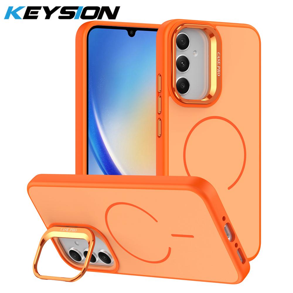 KEYSION Матовый чехол-подставка для телефона с покрытием Soft-touch для Samsung A54 5G A34 A14 4G 5G, магнитная противоударная задняя крышка для Galaxy A04S