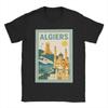 Men's 100% pure cotton T-shirt with Algerian city pattern print, hip-hop streetwear, casual top