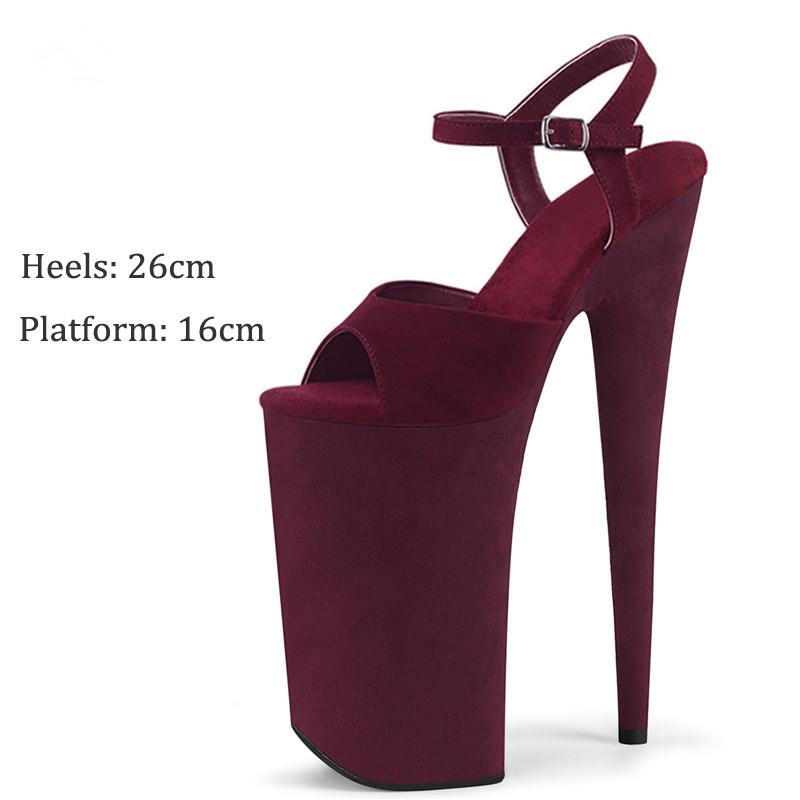 26 см пикантные женские замшевые туфли для танцев на шесте для ночного клуба, вечерние сандалии для стриптиза на платформе с заклепками на высоком каблуке