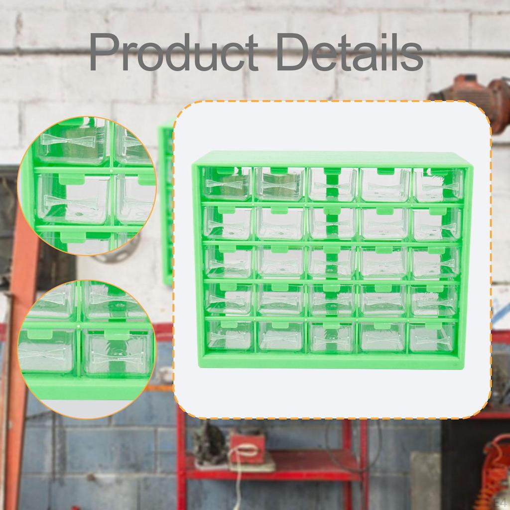 Органайзер для компонентов на 25 отделений, контейнер для хранения винтов, шкаф для рукоделия для гаражной мастерской