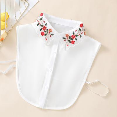 Ladies Fashion Embroidered Colorful Flower Collar with Sweater Bottom Shirt Versatile Detachable Chiffon Fake Collar