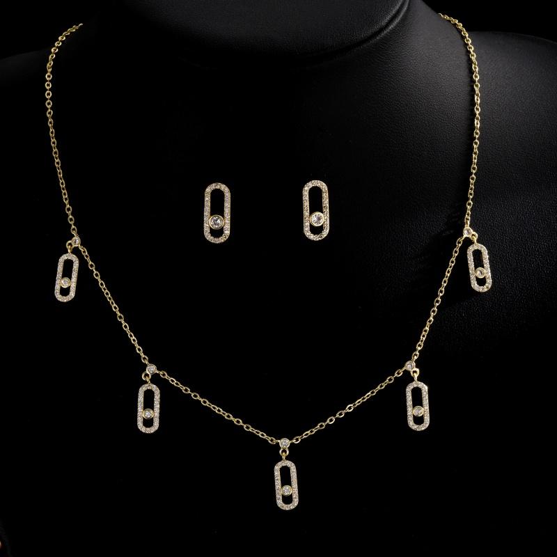 Изысканные овальные подвески с подвесками для женщин, модные серьги-скрепки с кубическим цирконием, ожерелье, ювелирные изделия, подарки для девочек на вечеринку