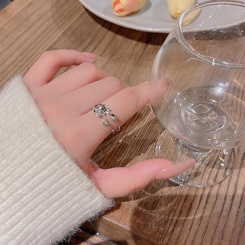 Корейское регулируемое кольцо с кристаллом циркония и жемчугом для женщин