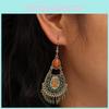 Artisanal Vintage Style Long Drop Earrings In Gold Tone With Geometric Waterdrop For Women