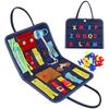 2 Pages Children Montessori Dressing Early Educational Busy Board Toddlers Sensory Toy Travel Activities for Boys Girls Gift Toy