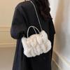 Женская плюшевая сумка через плечо в корейском стиле, однотонная, из искусственного меха, дорожная