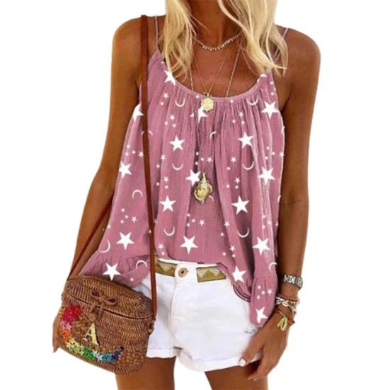 Блузка на тонких бретельках с принтом Star Moon, жилет без рукавов с U-образным вырезом, камзол