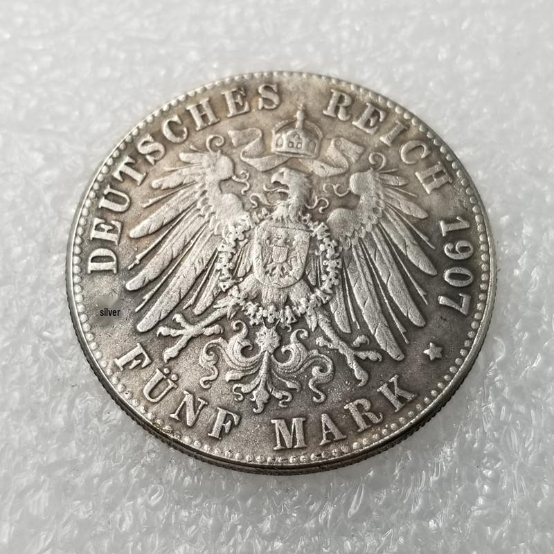 Старинное мастерство 1907 года Немецкий Серебряный Доллар Памятная Монета, Посеребренная, Иностранная Валюта #1810