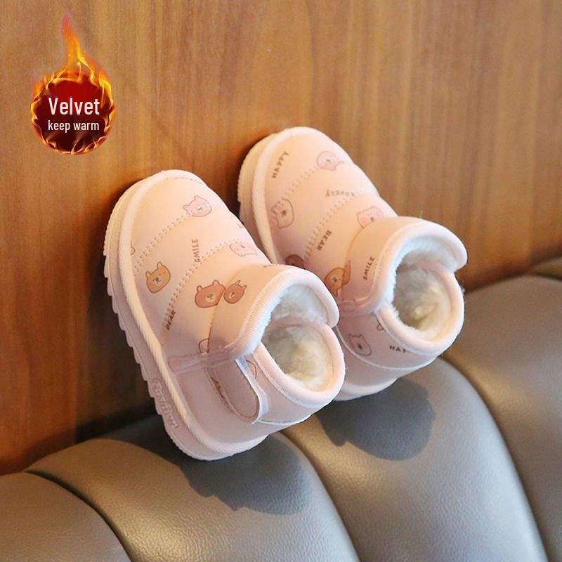 Girls' Winter Soft-Soled Cotton-Padded Boots for Toddlers, Fleece-Lined Baby Snow Boots, Ages 0-3 Years
