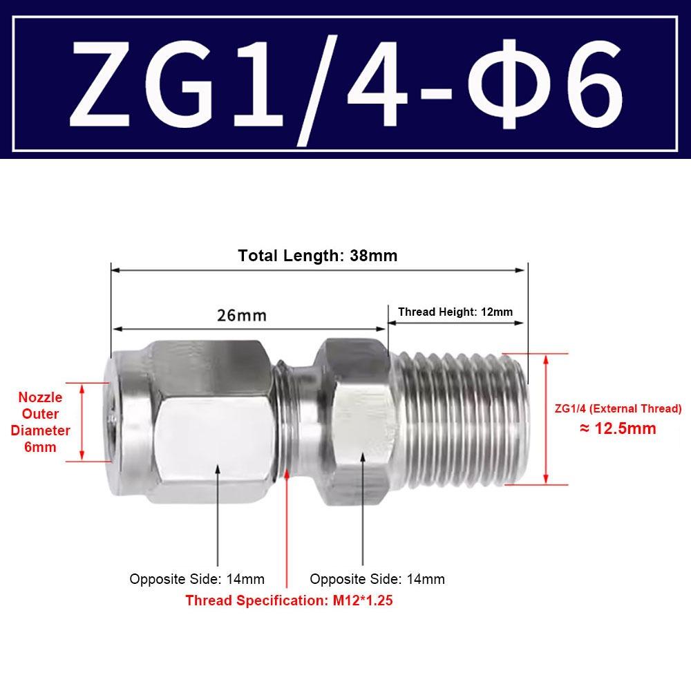 1 шт. Трубный соединитель из нержавеющей стали 304 Метрический фитинг ZG для масла, воды, газа