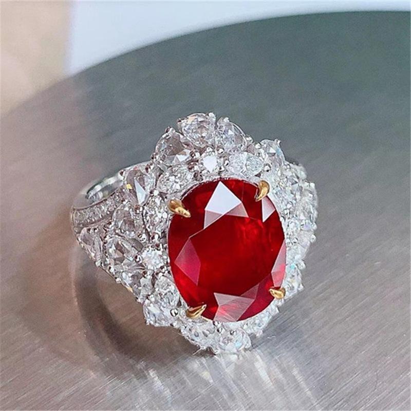 Sace Gems Классическое кольцо из красного циркона из медного сплава для дам, свадебные украшения, подарки для вечеринок
