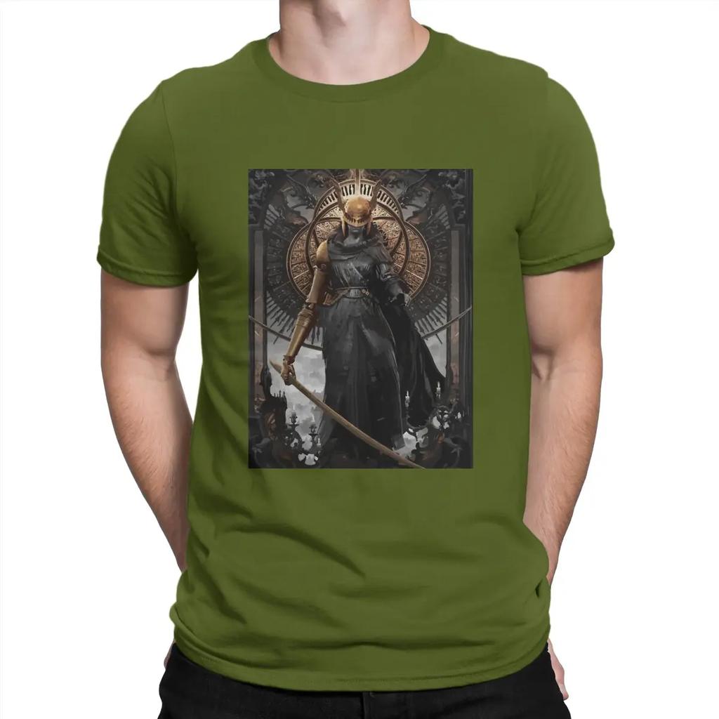 Мужские футболки Malenia god DARK SOULS Хлопковые топы Модные футболки с коротким рукавом и круглым вырезом Печатные футболки