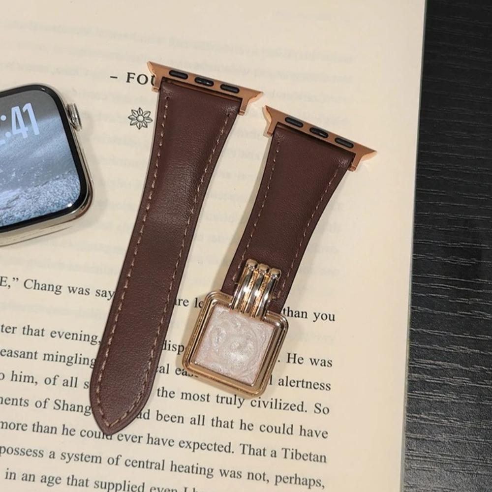 Женский роскошный кожаный ремешок для Apple Watch Serise11 42мм 46мм Малахитовый ремешок для Iwatch Serise10 9 8 7 6 5 4 Se 3 2 Элегантный браслет Ultra3 49мм