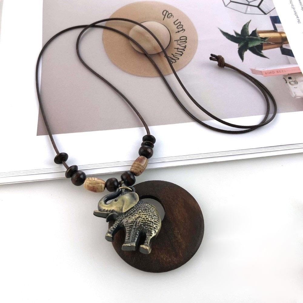 Деревянное ожерелье с подвеской в виде полых листьев, бохо-украшение, винтажное украшение на воротник, подарки