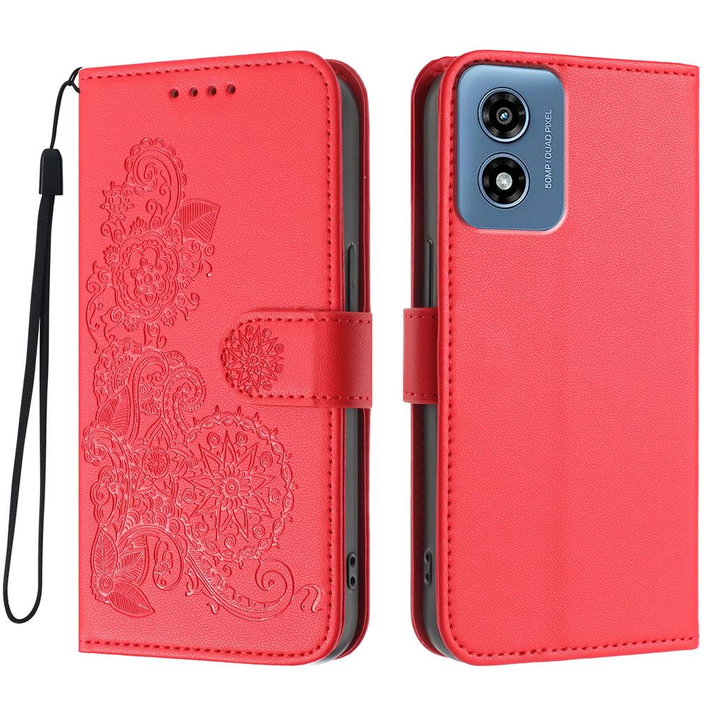 For Motorola Moto G Play (2024) 4G Phone Cases Mandala Flower Leather Wallet Mobile Cover with Strap