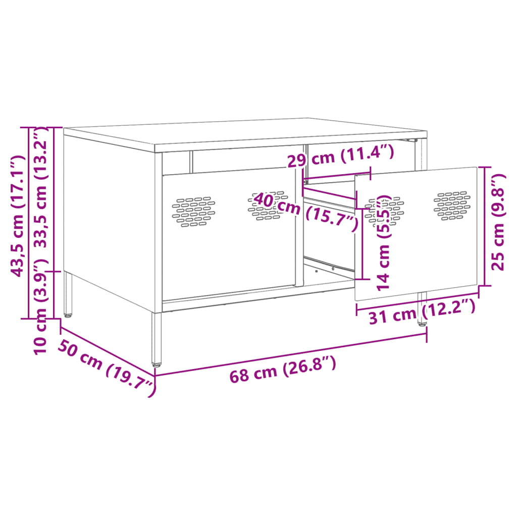 TV Stand Mustard Yellow 68 x 50 x 43.5 cm Cold Rolled Steel