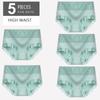 5Pcs High Waist Panties Cotton Breathable Women's Underwear Ladies Underpants Size M-XXL