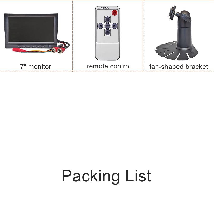 DIYKIT 1024x600 7" AHD IPS 2CH Rear View Car Monitor Support 720P 1080P AHD CVBS Car Camera Video Recording