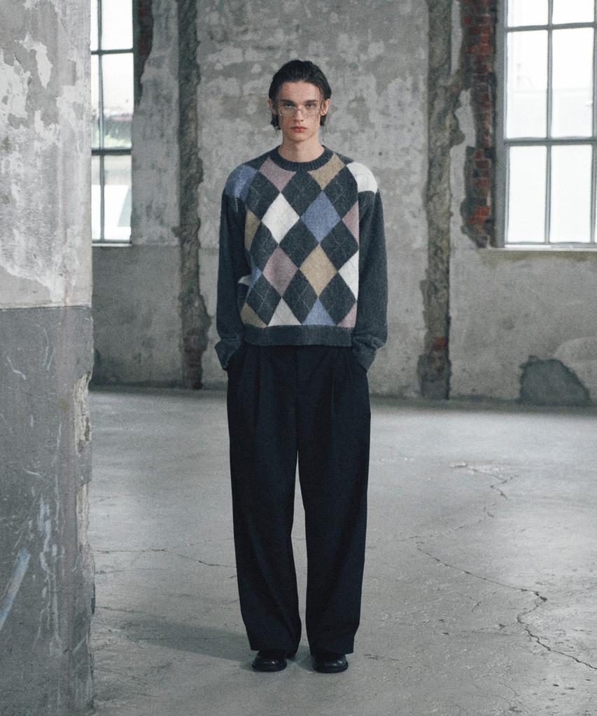 GLW Soft Argyle Knit Charcoal