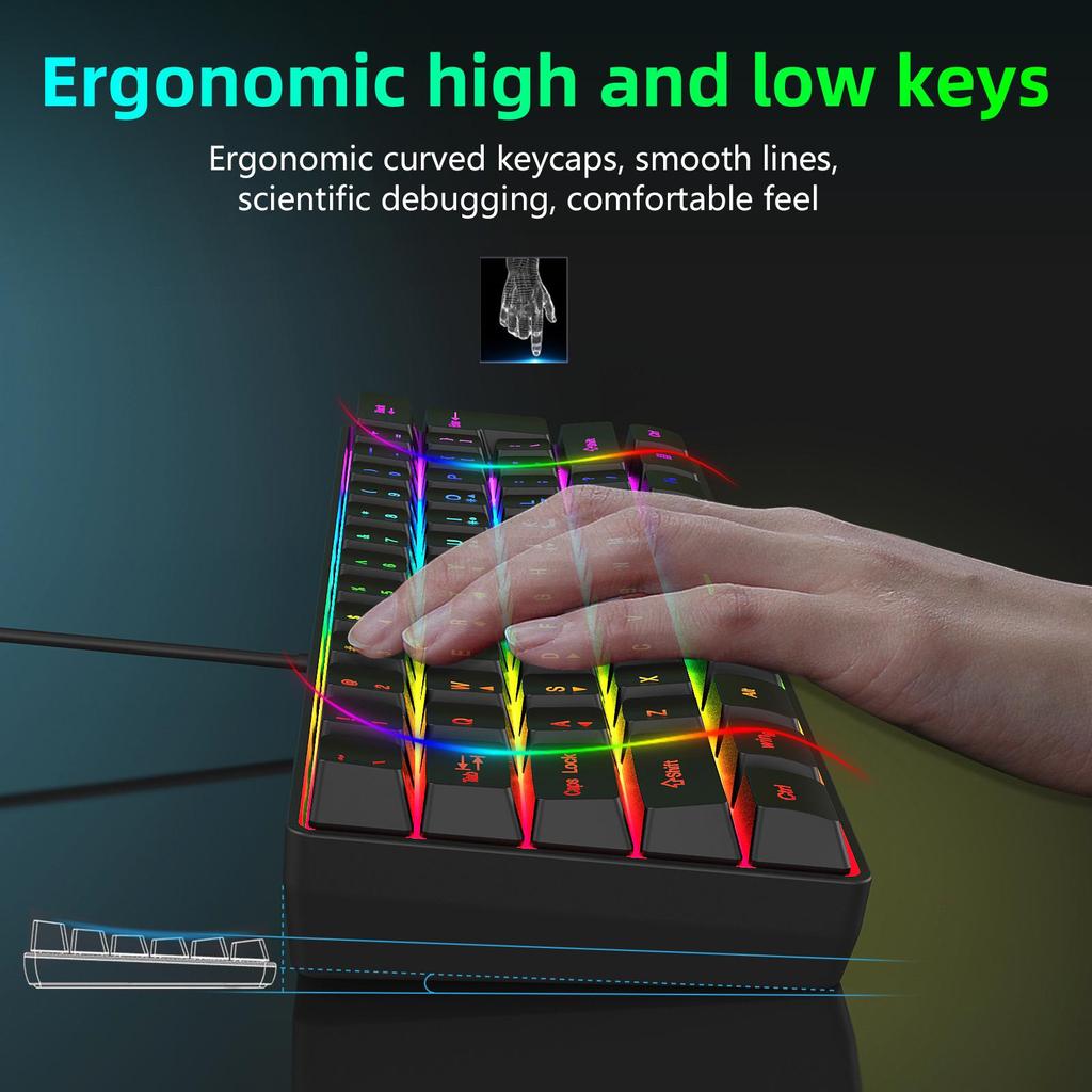 61-клавишная RGB проводная игровая клавиатура с механическим ощущением