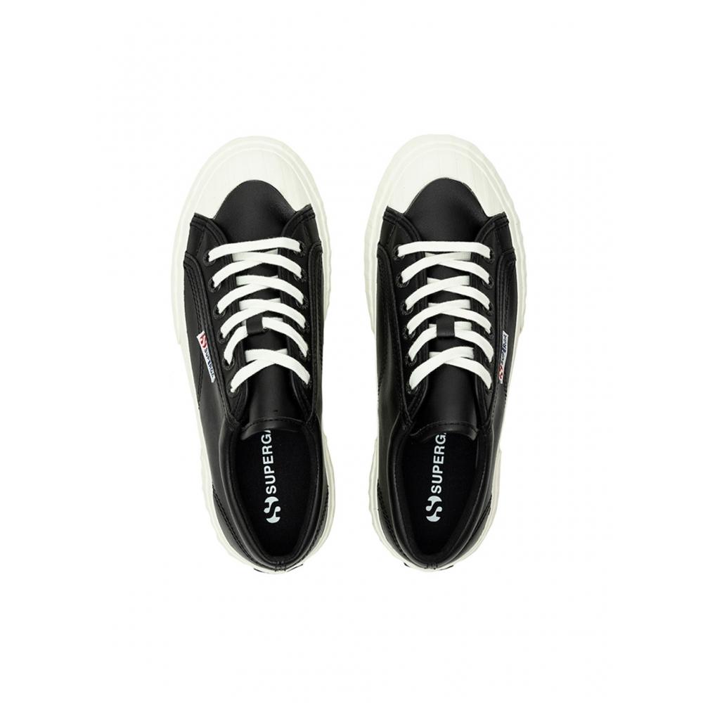 Superga 2631 Полосатая платформа из искусственной кожи черного цвета S21222wack