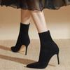 Женские модные ботильоны на высоком каблуке-шпильке, осенние, новые, заостренные, из замши, эластичные, для похудения, в носках, сапоги