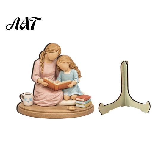 Premium Material Decorative Art Wooden Reading Desktop Ornaments for Home Office Decor, Minimalist Figurine, Wear-resistant Crafts Creative