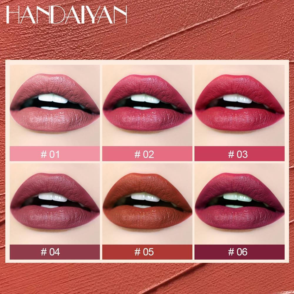 HANDAIYAN Дугообразный блеск для губ Lippenstift Make-up Natuerlike Lip Glêsmatte Long Lipgloss Echte Set