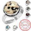 925 Sterling Silver Ring Women Gemstone Handmade Jewelry Valentine's Day Gift Crazy Lace Agate Dalmatian Dendrite Opal Eudialyte Howlite K2 Jasper