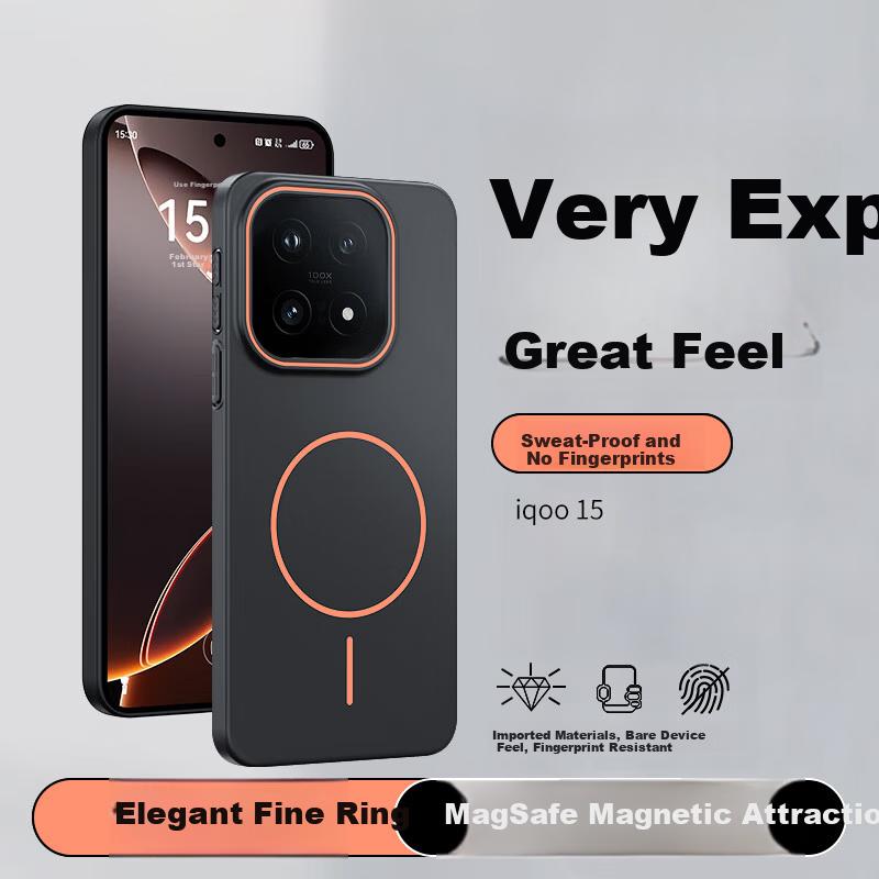 NEYAA iqoo15 Phone Case Full Coverage Shockproof Matte Magnetic Ultra-Thin Anti-Fingerprint Simple Premium Unisex Graphite Black