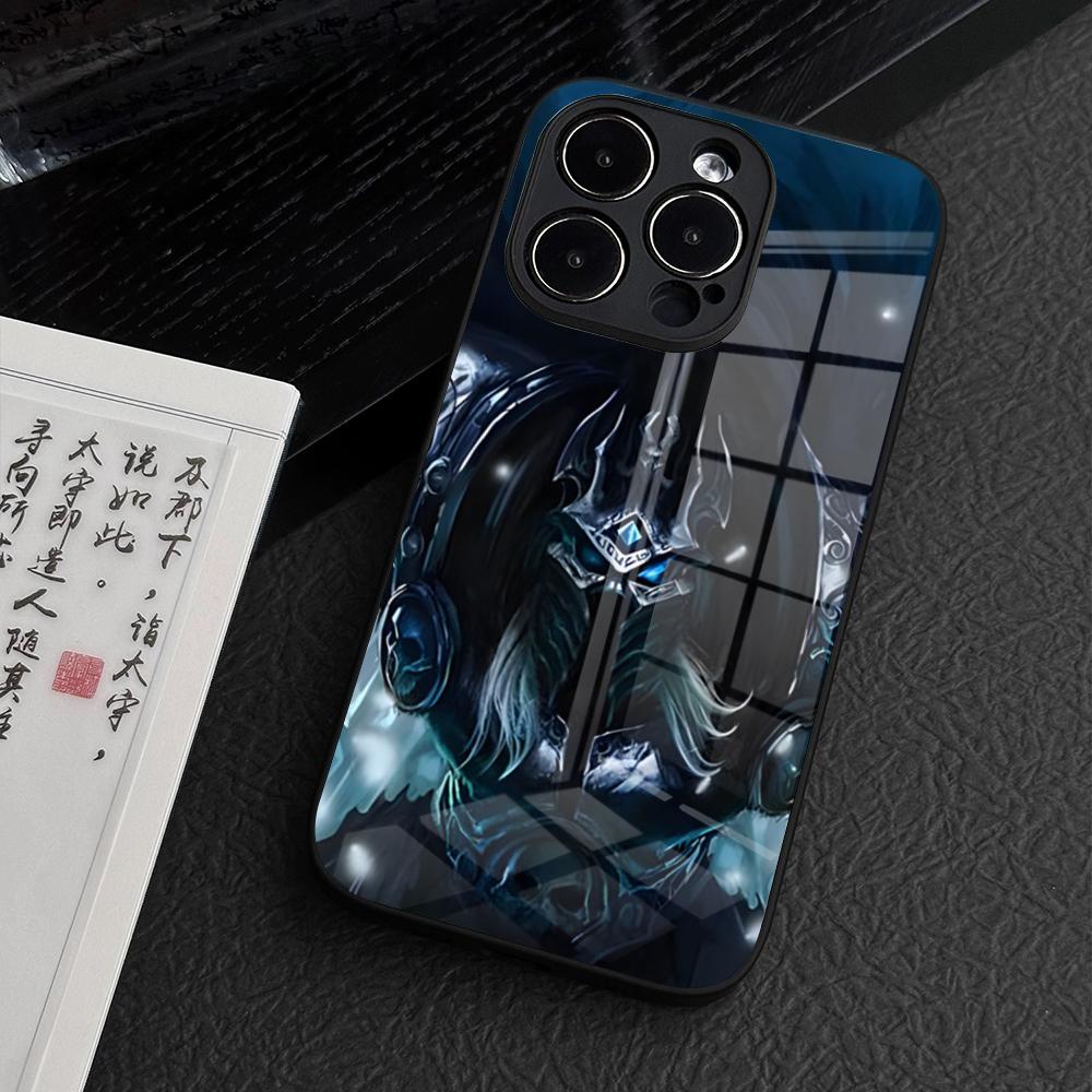 Чехол для телефона World of Warcraft Лич Кинг для iPhone 15 Pro Max 14 Plus 12 Mini 11 13 14 Pro Max Magsafe Беспроводная зарядка Стеклянный чехол
