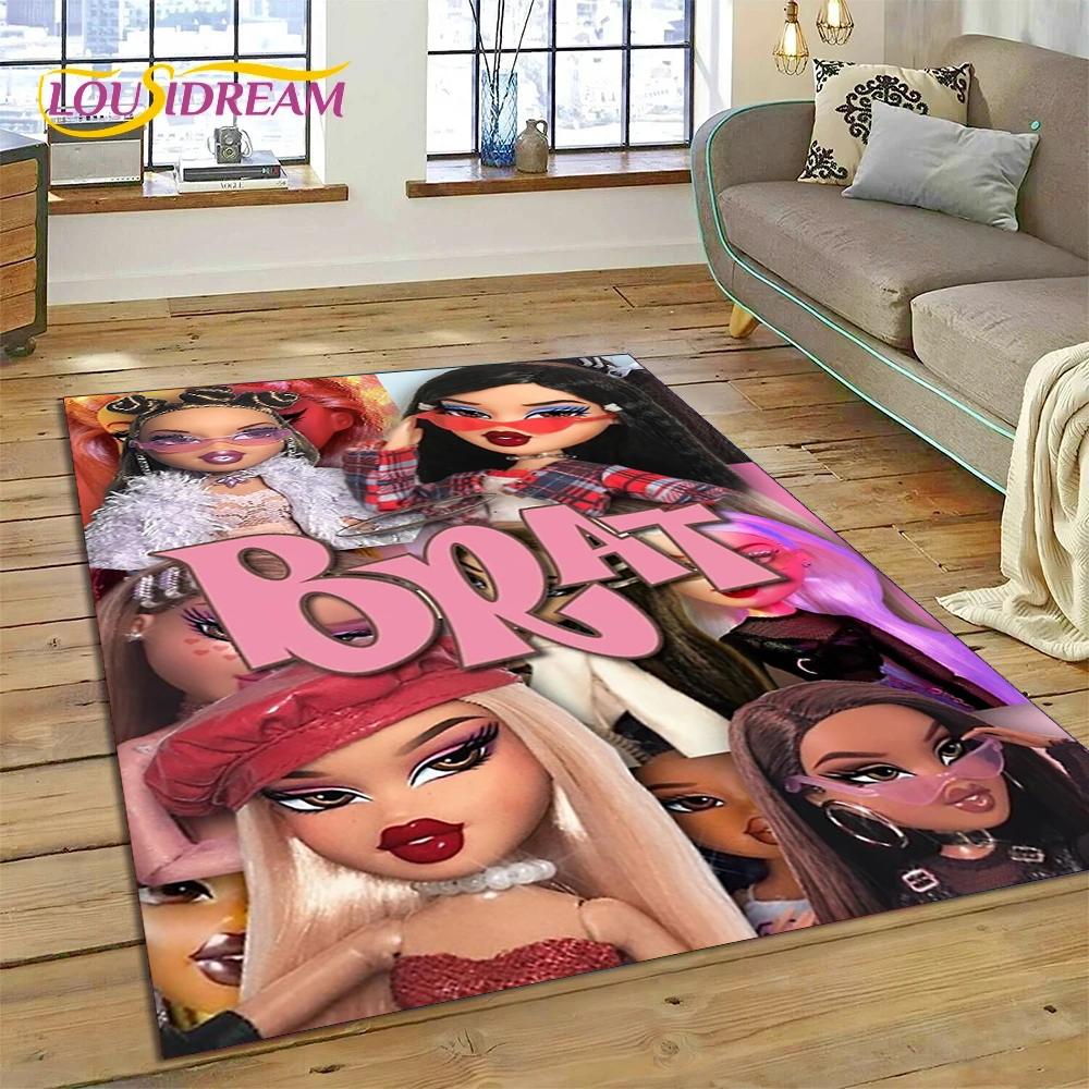 HD Мультяшная кукла Bratz Милые девочки 3D Ковер для гостиной спальни Домашний декор, Нескользящий коврик Декорация для дивана Придверный коврик