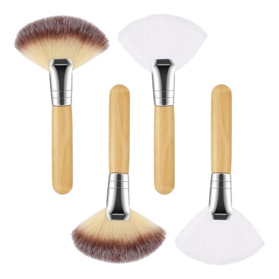 4 шт. Кисть-веер для лица, деревянная ручка, женская кисть для макияжа, мягкая пушистая щетина, кисти для нанесения масок для лица, кисти-аппликаторы для глины