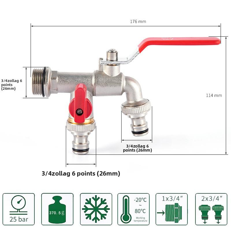 1PC Red handle 1/2 "" 3/4" "IBC Tank Metal Water Tap with S60 Coarse Thread 1-2 Way Adapter Ball Valve Garden Supplies Irrigati